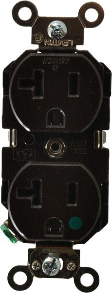 Leviton 8300 Straight Blade Duplex Receptacle: NEMA 5-20R, 20 Amps, Self-Grounding Image