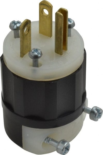 Leviton 5466-C Straight Blade Plug: Industrial, 6-20P, 250VAC, Black & White 