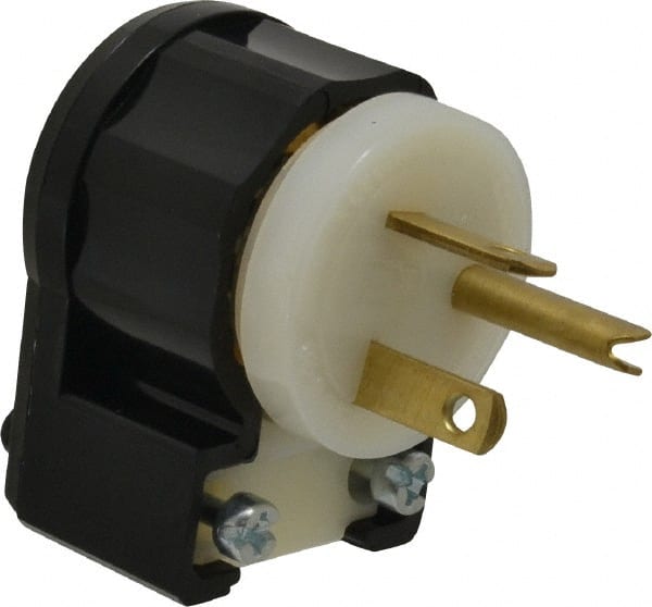 Leviton 5466-CA Straight Blade Plug: Industrial, 6-20P, 250VAC, Black & White 