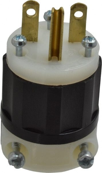Leviton 5666-C Straight Blade Plug: Industrial, 6-15P, 250VAC, Black & White 