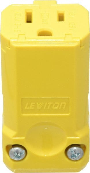 Leviton 5259-VY Straight Blade Connector: Industrial, 5-15R, 125VAC, Yellow 