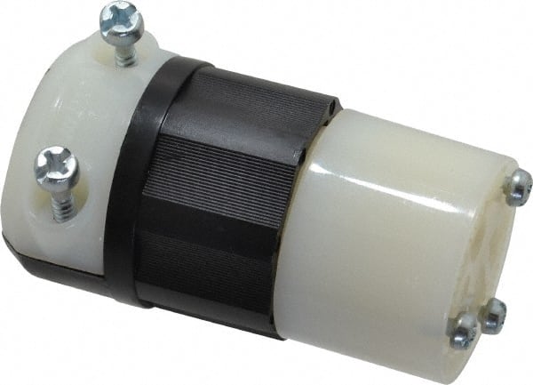 Leviton 5469-C Straight Blade Connector: Industrial, 6-20R, 250VAC, Black & White 