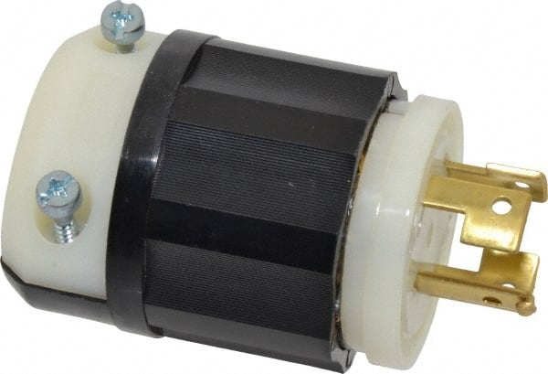 Leviton 7411-C Locking Inlet: Plug, Industrial, Non-NEMA, 120 & 208V, Black & White 