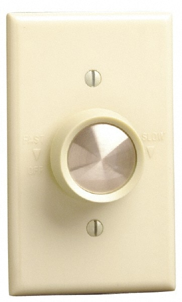 Fan Speed Control Switches; Control Type: Dimmer Control; Fan Control ; Switch Operation: Rotary ; Color: White ; Number of Poles: 1 ; Amperage: 5 ; Voltage: 120 VAC