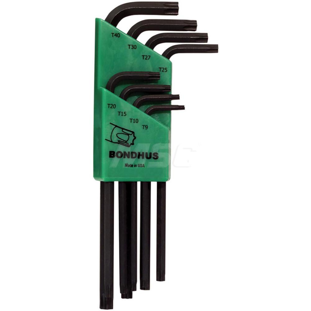 Torx Key Set: 8 Pc, L-Wrench Handle, TR9 to T40