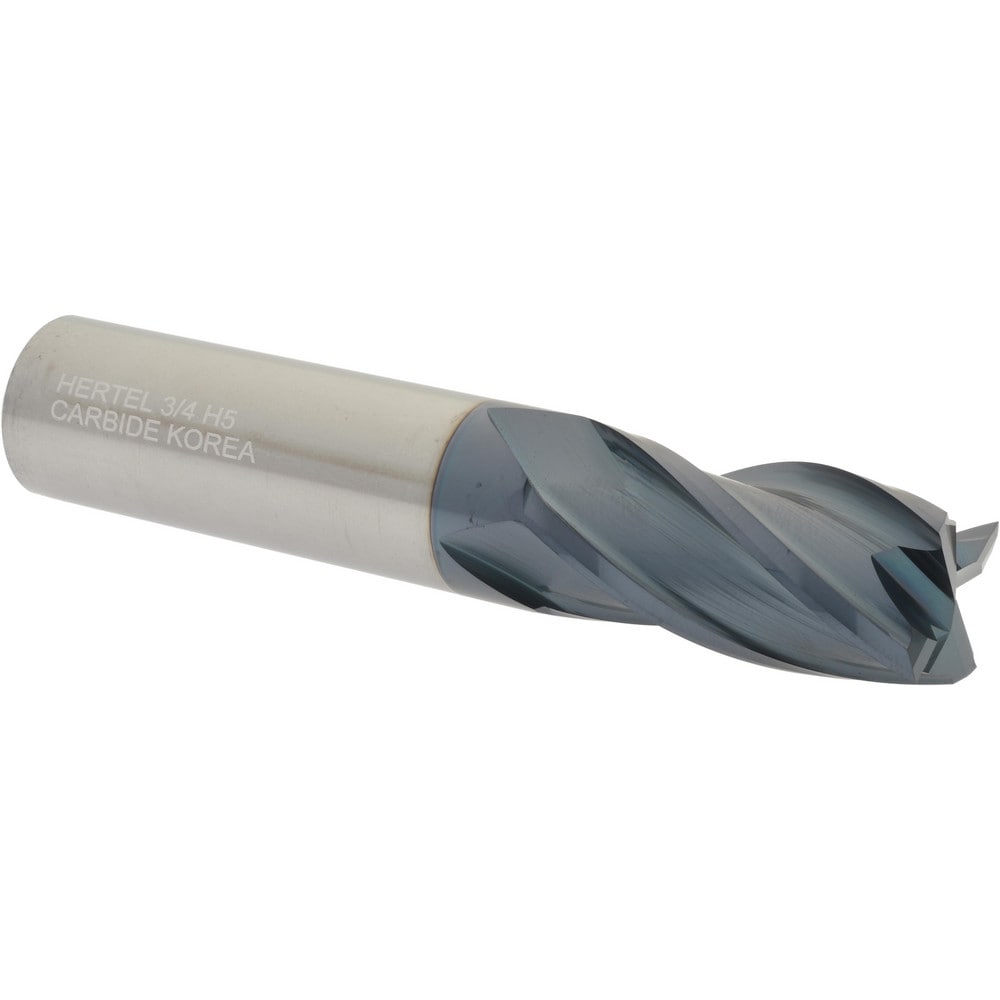 Hertel 750209 Square End Mill: 3/4 Dia, 1-1/2 LOC, 3/4 Shank Dia, 4 OAL, 4 Flutes, Solid Carbide Image