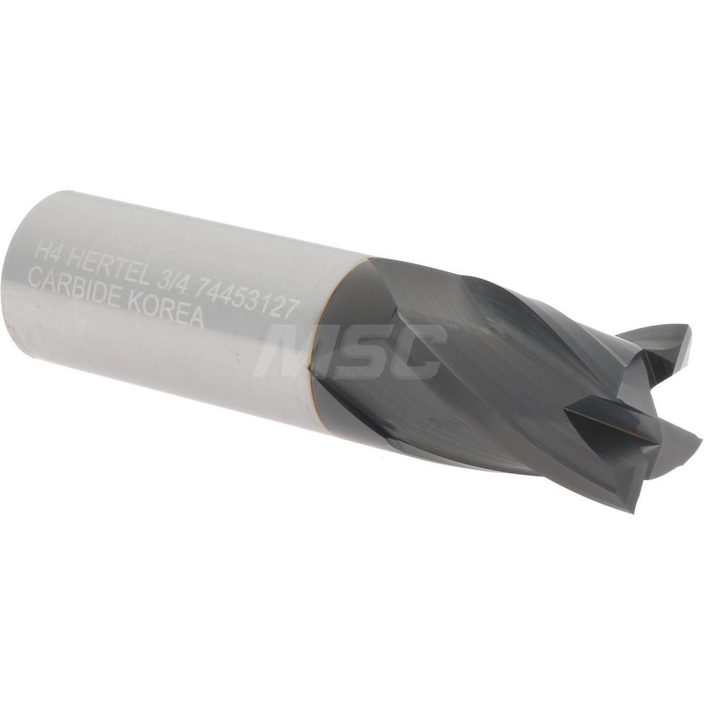 Hertel 750245 Square End Mill: 3/4 Dia, 1 LOC, 3/4 Shank Dia, 3 OAL, 4 Flutes, Solid Carbide Image