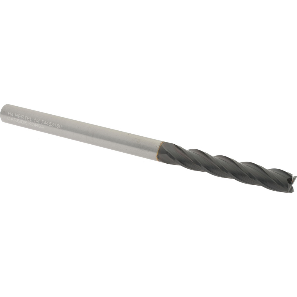 Hertel 750403 Square End Mill: 1/4 Dia, 1-1/2 LOC, 1/4 Shank Dia, 4 OAL, 4 Flutes, Solid Carbide Image