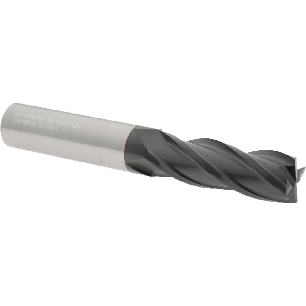 Hertel 750268 Square End Mill: 3/4 Dia, 2-1/4 LOC, 3/4 Shank Dia, 5 OAL, 4 Flutes, Solid Carbide Image