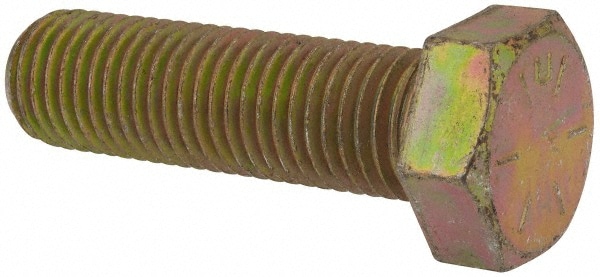 Made in USA MSC74453911-1 Hex Head Cap Screw: 1-8 x 3-1/2", Grade 8 Steel, Zinc Yellow Dichromate Finish Image