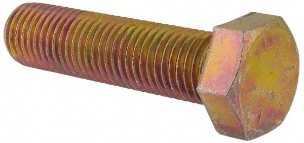 Made in USA MSC74453929-1 Hex Head Cap Screw: 1-8 x 4", Grade 8 Steel, Zinc Yellow Dichromate Finish Image