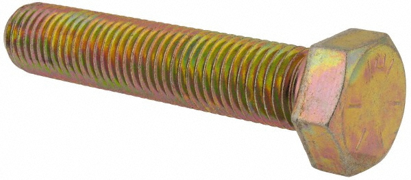 Made in USA MSC74453945-1 Hex Head Cap Screw: 1-8 x 5", Grade 8 Steel, Zinc Yellow Dichromate Finish Image