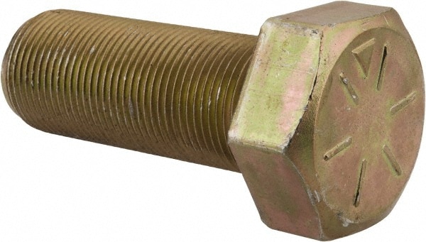 Made in North America 12652CH8O Hex Head Cap Screw: 1-1/4 - 12 x 3-1/4", Grade 8 Steel, Zinc Yellow Dichromate Finish 