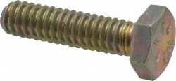 Made in USA 39004 Hex Head Cap Screw: 1/4-20 x 1", Grade 8 Steel, Zinc Yellow Dichromate Finish Image