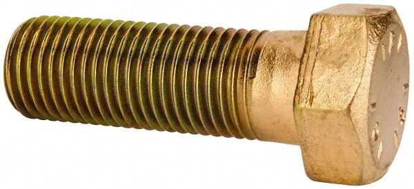 Made in North America M74454323 Hex Head Cap Screw: 1-1/2 - 6 x 4-1/2", Grade 8 Steel, Zinc Yellow Dichromate Finish 