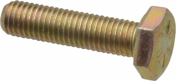 Made in USA 39304 Hex Head Cap Screw: 1/4-28 x 1", Grade 8 Steel, Zinc Yellow Dichromate Finish Image