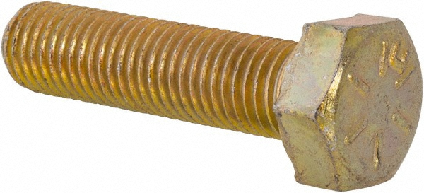Made in USA 39330 Hex Head Cap Screw: 5/16-24 x 1-1/4", Grade 8 Steel, Zinc Yellow Dichromate Finish Image