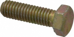 Made in USA 39055 Hex Head Cap Screw: 3/8-16 x 1-1/4", Grade 8 Steel, Zinc Yellow Dichromate Finish Image