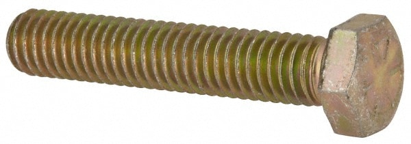 Made in USA MSC74454653-1 Hex Head Cap Screw: 3/8-16 x 2", Grade 8 Steel, Zinc Yellow Dichromate Finish Image