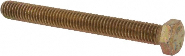 Made in USA MSC74454687-1 Hex Head Cap Screw: 3/8-16 x 3-1/2", Grade 8 Steel, Zinc Yellow Dichromate Finish Image