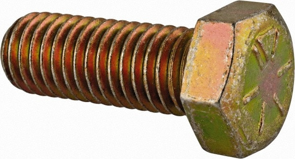 Made in North America 5022CH8O Hex Head Cap Screw: 1/2-13 x 1-3/8", Grade 8 Steel, Zinc Yellow Dichromate Finish 