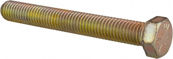 Made in USA MSC74454976-1 Hex Head Cap Screw: 1/2-13 x 4", Grade 8 Steel, Zinc Yellow Dichromate Finish Image