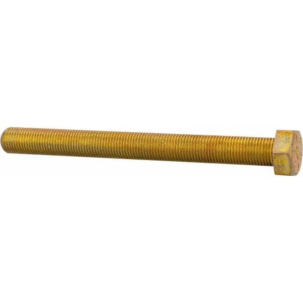 Made in North America 12205FT8ZYDOM Hex Head Cap Screw: 1/2-20 x 5", Grade 8 Steel, Zinc Yellow Dichromate Finish Image