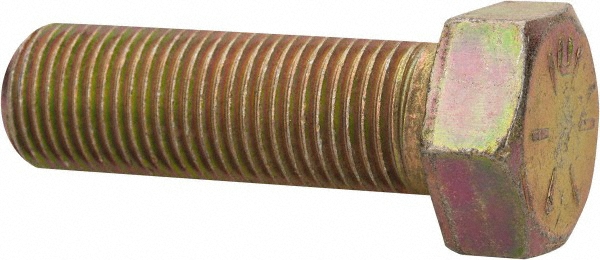 Value Collection 454402PS Hex Head Cap Screw: 9/16-18 x 1-3/4", Grade 8 Steel, Zinc Yellow Dichromate Finish Image