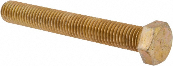 Made in North America Hex Head Cap Screw: 5/8-11, 4-1/2" Length Under Head, Grade 8 Steel, Yellow Zinc Dichromate Finish - Fully Threaded, 15/16"