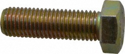 Made in USA Hex Head Cap Screw: 3/4-10, 2-1/2" Length Under Head, Grade 8 Steel, Yellow Zinc Dichromate Finish - Fully Threaded, 1-1/8" Hex, 50100 lb