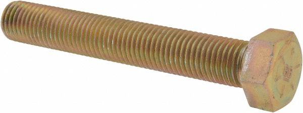 Value Collection 454604BR Hex Head Cap Screw: 7/8-9 x 6", Grade 8 Steel, Zinc Yellow Dichromate Finish Image