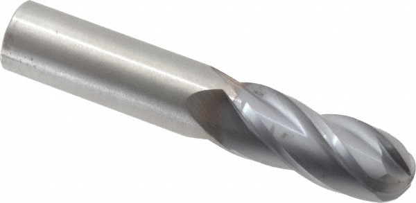 Hertel EG250028 Ball End Mill: 0.4375" Dia, 1" LOC, 4 Flute, Solid Carbide Image