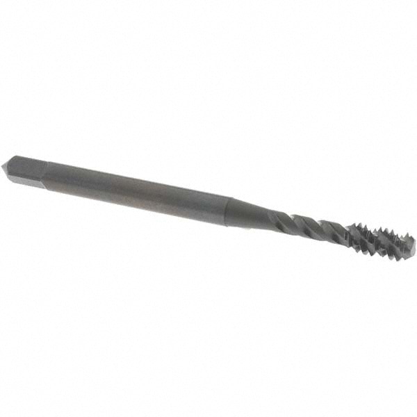 Spiral Flute Tap: #6-32 UNC, 3 Flutes, Bottoming, 2B Class of Fit, Vanadium High Speed Steel, Oxide Coated