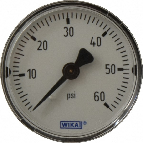 Wika 4253281 Pressure Gauge: 2" Dial, 1/4" Thread, NPT, Center Back Mount Image