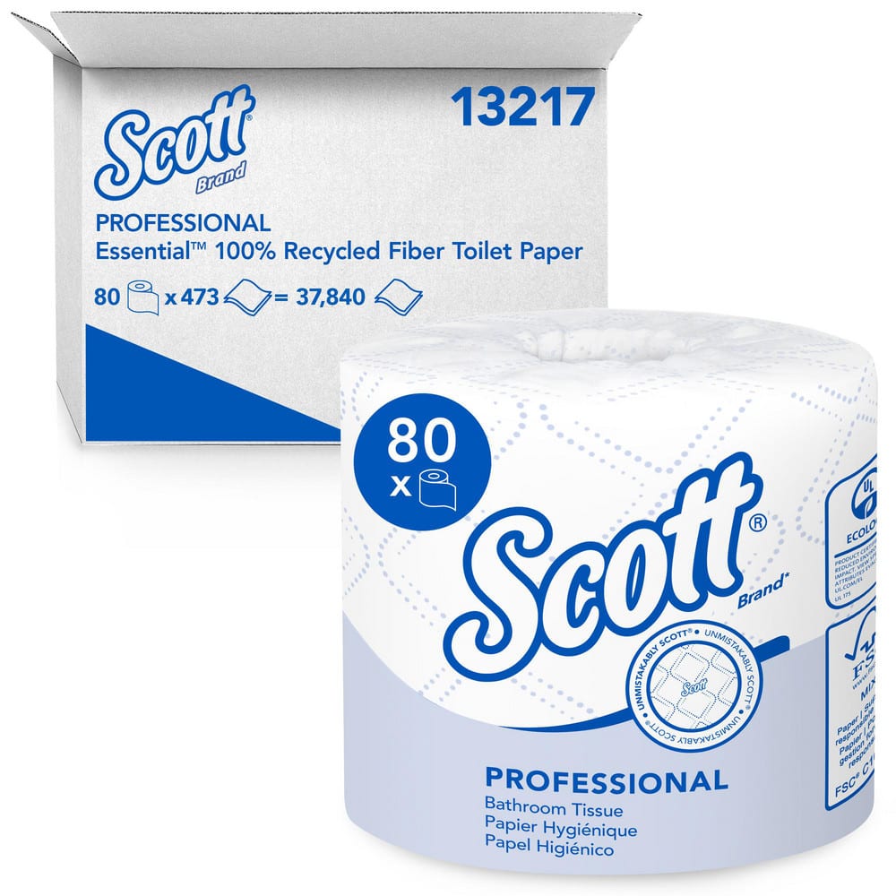 Scott 13217 Bathroom Tissue: Standard Roll, Recycled Fiber, 2-Ply, White 