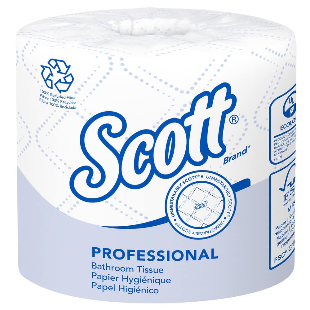 Scott Essential Professional 100% Recycled Fiber Standard Roll Bathroom Tissue (13217), 2-ply, White