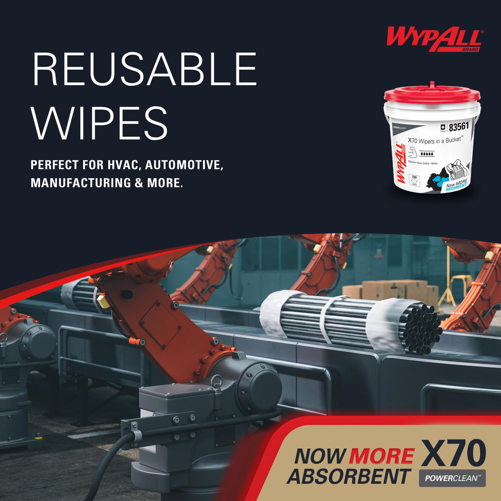 WypAll - PowerClean™ x70 Medium Duty Cloths (83561), Wipers in a