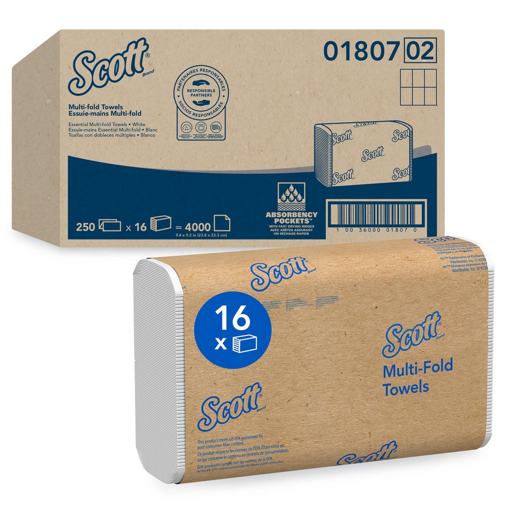 Scott 1807 16 Qty 250 Sheet 1 Ply White Multi-Fold Paper Towels 