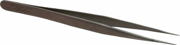 Precision Tweezer: 1-SA, Stainless Steel, 4-3/4" OAL - Stainless Steel, 1-SA Pattern