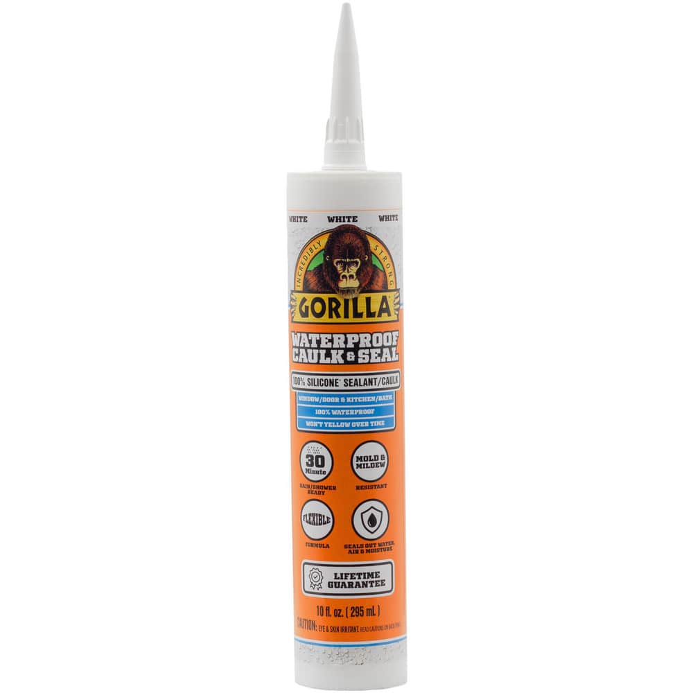 Caulk & Sealants; Chemical Type: Silicone ; Container Size: 10 fl oz ; Container Type: Cartridge ; Color: White ; Application: Kitchen, Bath, Window, Door, Plumbing, Gutters, Auto, Marine & More ; Full Cure Time: 24 hr
