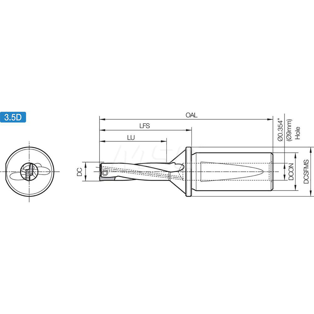 Kyocera Indexable Insert Drill S75DRS12042, 11.99 mm Max Dia, 42.01