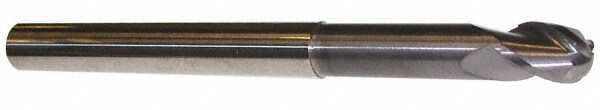 Ball End Mill: 0.5" Dia, 0.625" LOC, 3 Flute, Solid Carbide