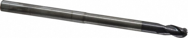 Ball End Mill: 0.25" Dia, 0.375" LOC, 3 Flute, Solid Carbide