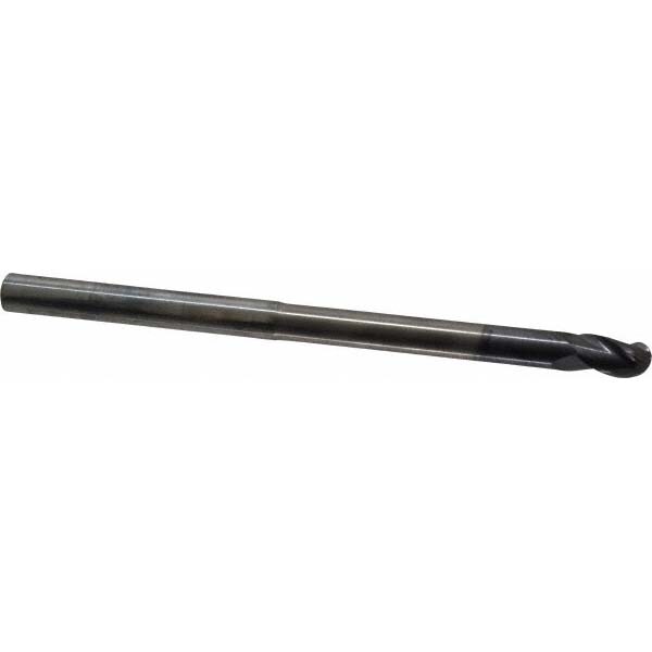 Ball End Mill: 0.375" Dia, 0.5" LOC, 3 Flute, Solid Carbide