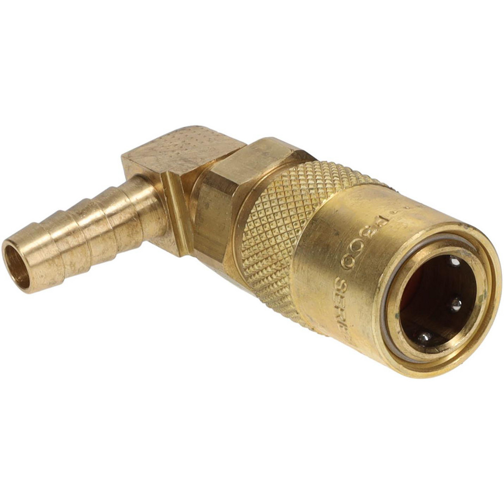Parker Hydraulic Hose 90 deg Barb Coupler: 3/8" Hose ID, 200 psi - Brass, Non-Threaded, Threaded | Part #PC316