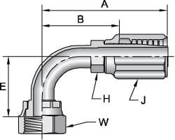 Parker 2J930-4-4 Hydraulic Hose Short Drop Female Seal-Lok Swivel 90 ° Elbow: 4 mm, 9/16-18, 6,000 psi Image