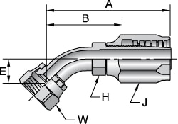 Parker 23730-12-12 Hydraulic Hose Short Drop Female JIC Swivel 45 ° Elbow: 12 mm, 1-1/16-12, 5,000 psi Image