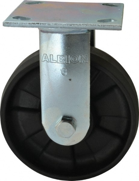 Albion 18NG06229R Rigid & Swivel Top Plate Caster: Glass Filled Nylon, 6" Wheel Dia, 2" Wheel Width, 1,200 lb Capacity, 7-1/2" OAH 
