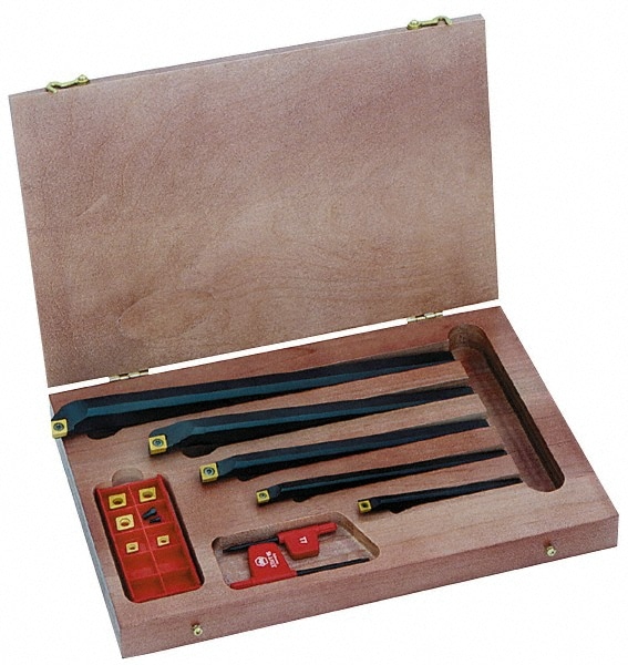 0.354" Min Bore Smallest Bar, 1" Min Bore Largest Bar, Steel Indexable Boring Bar Set