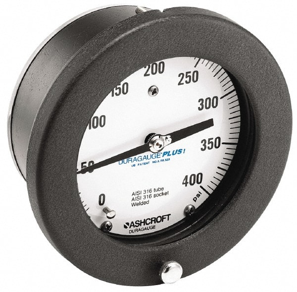 Ashcroft 80298XLL Pressure Gauge: 4-1/2" Dial, 0 to 150 psi, 1/4" Thread, MNPT, Center Back Mount 